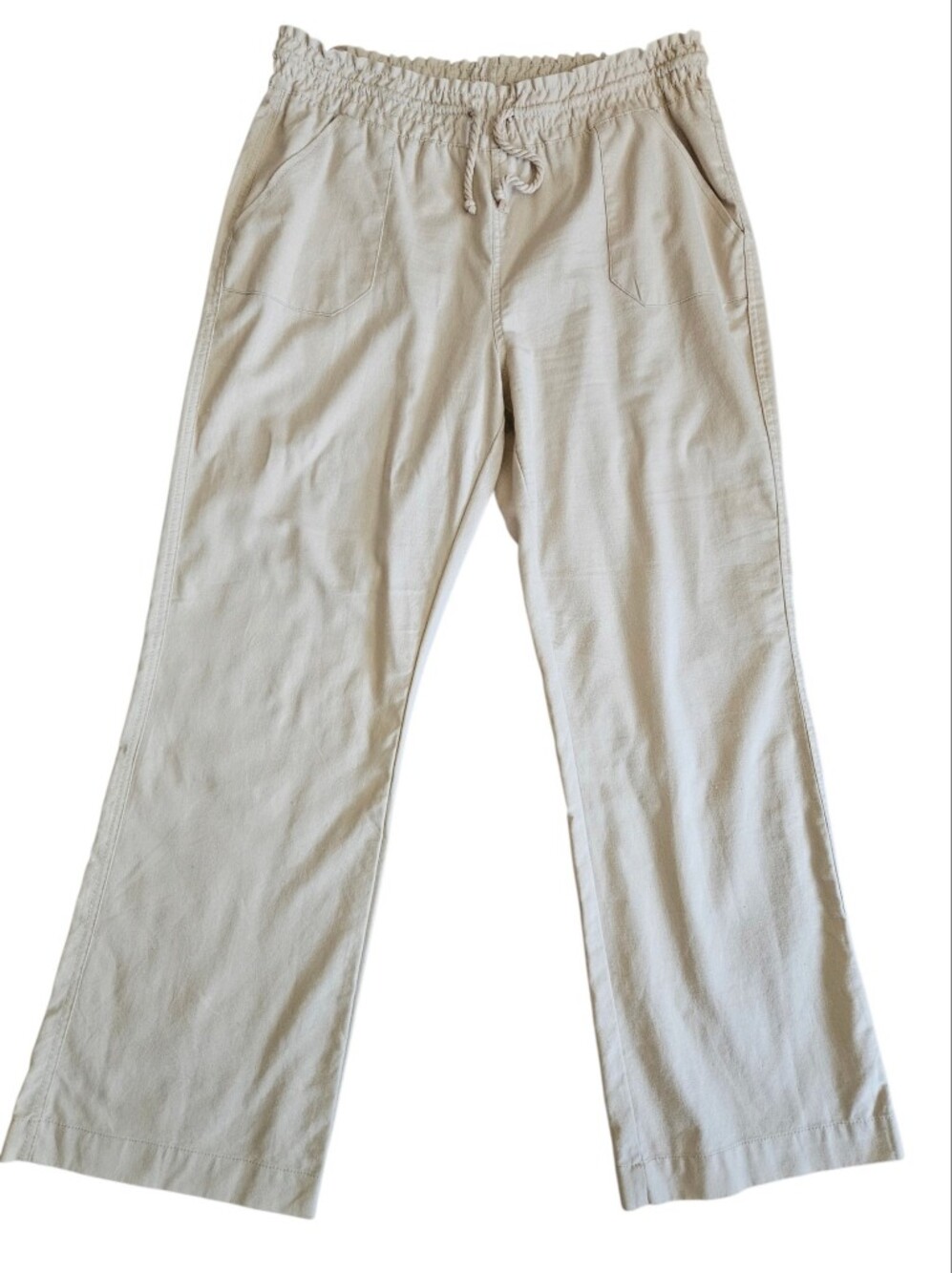 Ci Sono Beige Pull On Linen Blend Drawstring Pants Sz Lg Euro Summer Travel